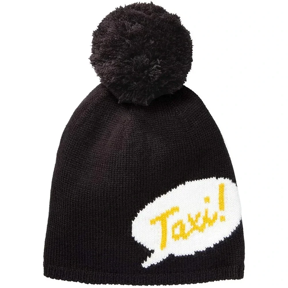 Kate Spade Pom Pom Black Taxi Beanie Hat